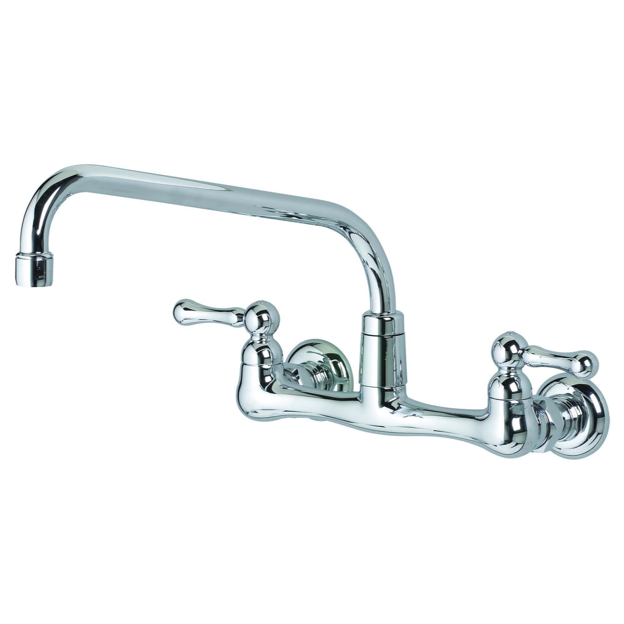 Heritage® Wall Mount Faucet With 8-Inch Tubular Brass Swivel Spout With Lever Handles